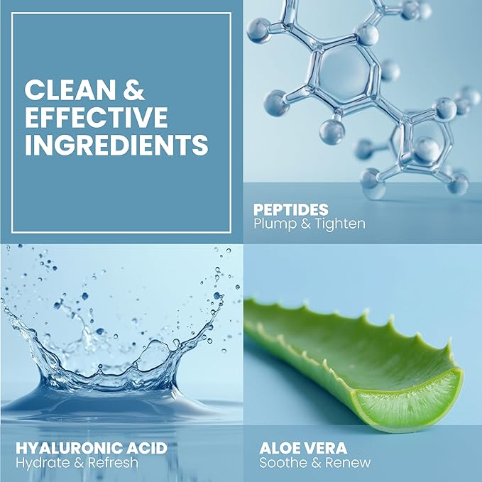 Eva Naturals Peptide Complex Serum + Microneedle Derma Roller - 0.25mm Titanium Derma Tool for Face & Scalp with Peptide Facial Serum & Derma Roller Bundle