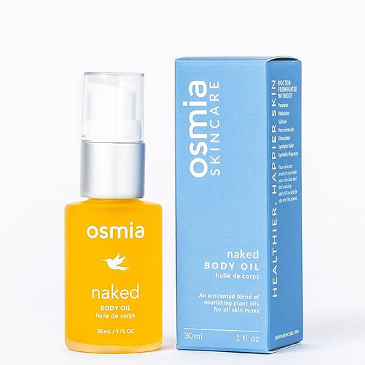 Osmia Skincare - Natural Naked Body Oil | Rosehip, Borage, + Sweet Almond Oils | Soften, Smooth, Nourish | Clean Beauty For Healthy Skin (1 fl oz | 30 ml)