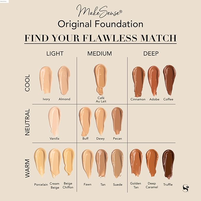SeneGence MakeSense Original Foundation, Porcelain, 1 Fl Oz, Long-Lasting Oil-Free Formula with Skin-Nourishing Ingredients, Water-Resistant