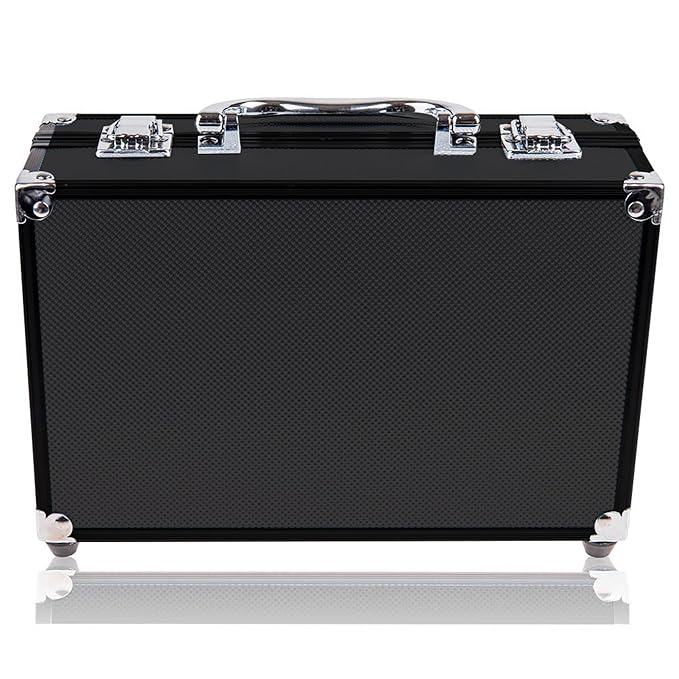 SHANY Carry All Make up Train Case with Pro Makeup Set, Beauty Brushes, Lipsticks, Eye Shadows, Blushes, Powders, and more - Reusable Cosmetics Storage Organizer - Premium Gift Packaging - Black