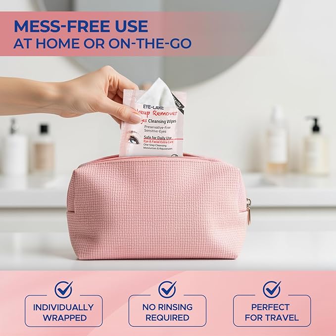 Dr. FIscher Makeup Remover Wipes - Sensitive Skin Formula, Individually Sealed, No Rinse, Eyes and Face Safe (30)