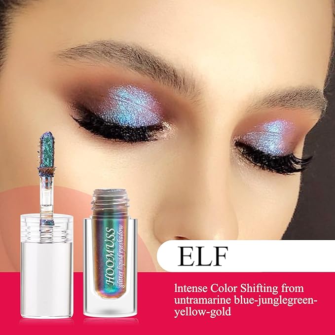 Glitter Liquid Eyeshadow, 3Colors Chameleon Liquid Metallic Eyeshadows Holographic Glitter Multichrome Eye Makeup Set, Long Lasting Wearing, Highly Pigment, Quick-Drying (#1+3+6)