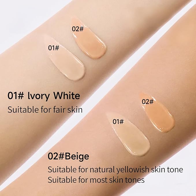 VENROCK 24HR Long-Lasting Moisturizing Liquid Foundation | Radiant, Waterproof, Concealing & Oil-Control (01# Ivory White, 30ml)
