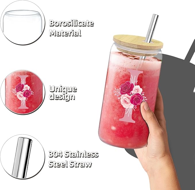 Gifts for Women,Initial Canvas Tote Bag,Personalized Gift for Woman,Monogrammed Gifts for Women,Initial Makeup Bag,Birthday Gift for Mom,present for Niece Sister-I