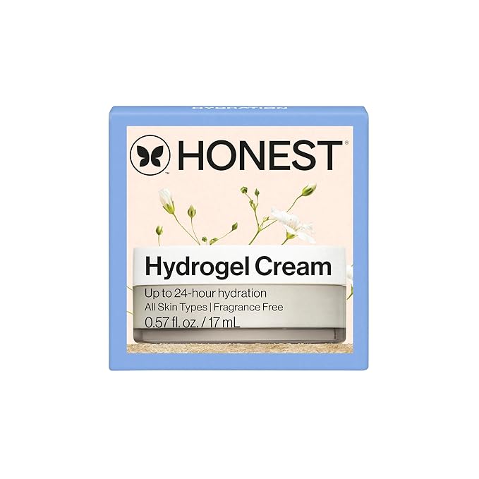 Honest Beauty Mini Hydrogel Cream with Hyaluronic Acid | Lightweight, Moisturizing Water Cream | Gentle for Sensitive Skin, Fragrance Free, Vegan | Travel Size, .57 fl oz