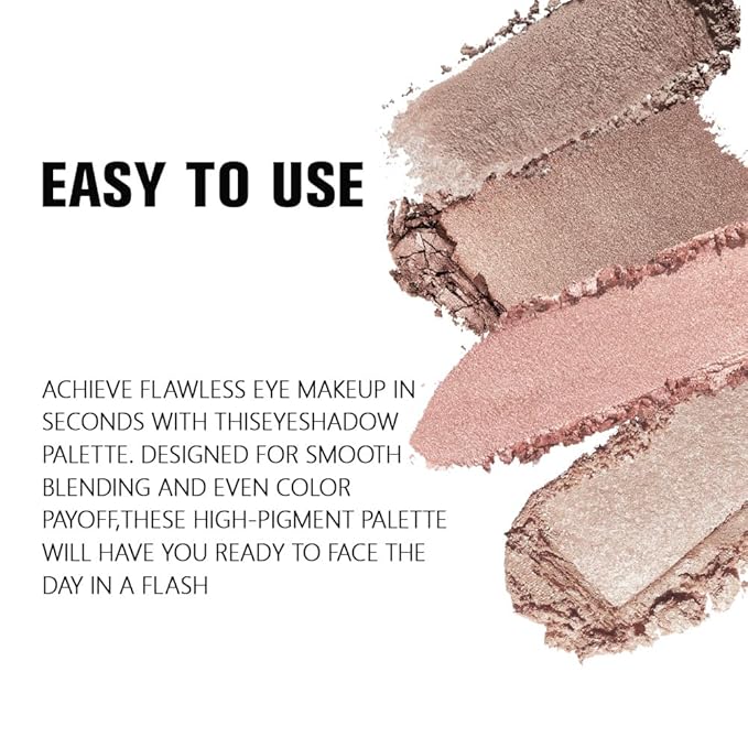 Kaely Powder Eyeshadow Quad, Sheerly Nude Glitter Eyeshadow Palette Makeup, Neutral Eye Shadow Palette for Older Women Pigmented Waterproof, sombras para ojos, Blendable, Cruelty-free, 09