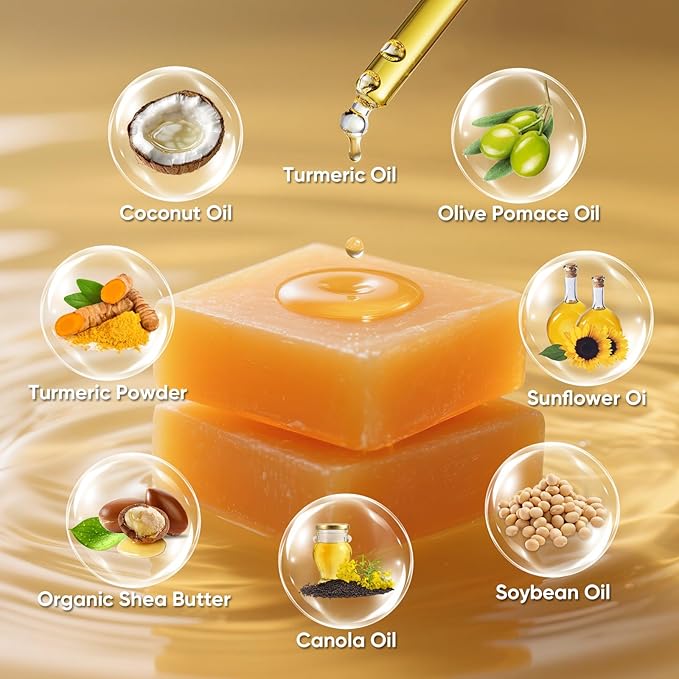 2 PCS Natural Turmeric Soap Bar for Face & Body Cleanser and Turmeric Oil, Nautral Ingredients Turmeric Wash and Care Set, Soothing, Hydrating, Turmeric Skin Care Set for All Skin Type