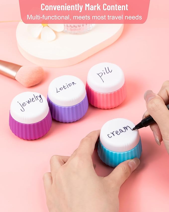 Travel Containers for Toiletries 4 Pack, TSA Approved Travel Size Toiletries, Travel Size Containers, With Clear Bag Leak Proof Silicone Jars, Travel Essentials Creams Jars Carrying Small Items