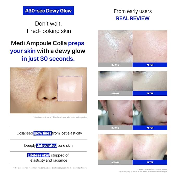 MILLIMILLI MediAmpoule – Colla Serum | Hydrating Collagen Face Ampoule with Niacinamide, Vitamin C & E | Brightening, Anti-Aging Korean Skin Care Serum for Radiant, Glowing Skin, 15ml