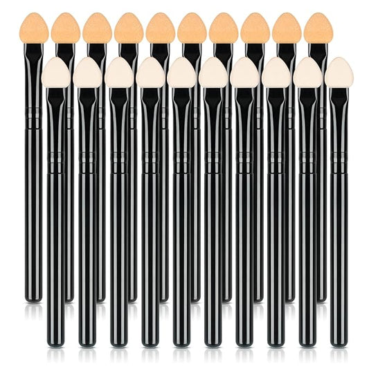 Foam Eyeshadow Applicators Double Sided Sponge Tip Reusable，20Pcs Professional Organic Long Handle Washable Makeup Eye Shadow Brush Set