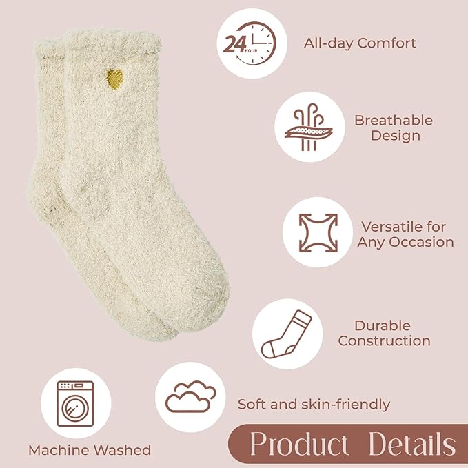 American Trends Coral Fleece Cloud Socks Ultra-Soft Fuzzy Warm Sleep Socks Cozy Unisex Gifts for Birthday Self-Care