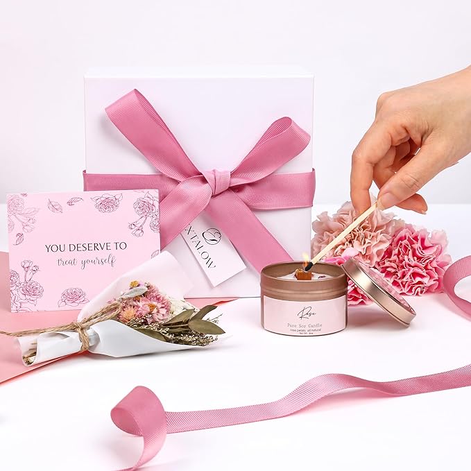 Spa Gifts for Women Bath and Body Gift Basket Mothers Day Gifts Rose Home Spa Set Self Care Gifts for Mom Sister Her Wife Birthday Gifts for Women Spa Kit Care Package Thank You Gifts