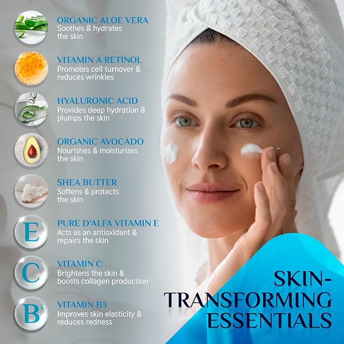 2-in-1 Neck Firming Cream & Face Moisturizer for Women, Anti-Aging Retinol Cream with Vitamin E & C Serum, Skin Tightening Face Lotion for Neck & Face, 2 fl oz