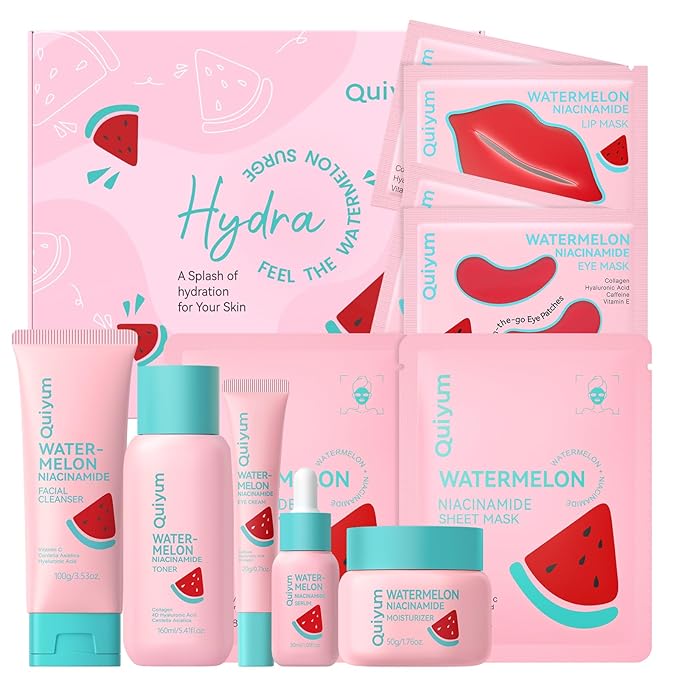 Watermelon & Niacinamide Skin Care Sets, Routine Facial Skincare Product,Beauty for women, Hydration, Moisturizing, Oil Control, Glow Up, Teen Girl Gifts Trendy Stuff, Spa-Like at Home