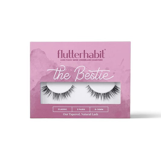 FlutterHabit The Bestie Lashes, 2 Sets of Eyelashes, DIY Lash Extensions, Up to 10 Day Lash Wear, Salon Quality Cluster Eyelashes for a Natural Look, No Glue Included