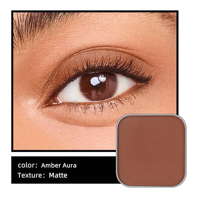 Magnetic Single Matte Eyeshadow with Metal Pan, Long-lasting Natural Nude Color neutral Look, Base Eyeshadow Powder for Empty Magnetic Palette (Amber Aura)