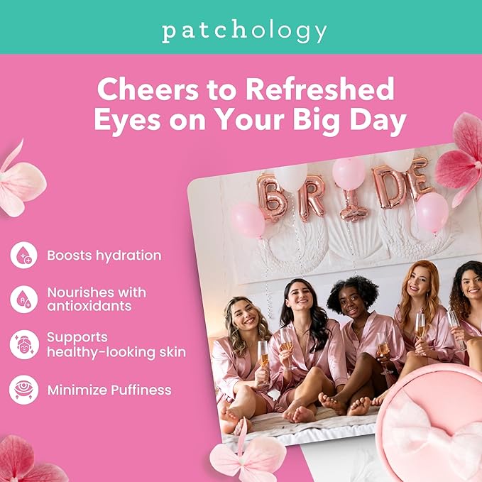 Patchology Hydrating Under Eye Gel Patches – I Do Crew Bridesmaid Gift Set with Rosé & Bubbly Serve Chilled Eye Masks (6 Count) – Cooling, Depuffing Skincare for Bridal Prep, Gifting & Self-Care