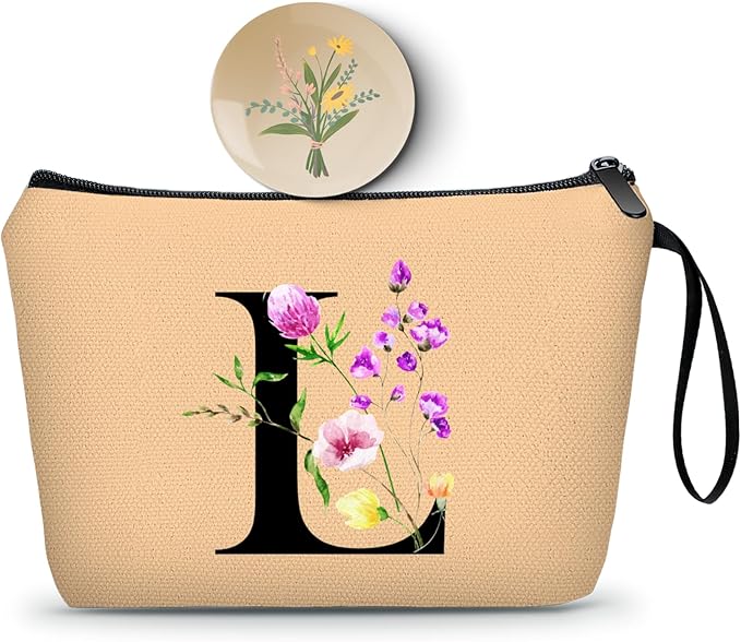 Happy Birthday Friendship Bridesmaid Team Gifts for Employees Women Mom Aunt Daughter Teenage Girl Personalized Make up Cosmetic Bag Travel with Mirror Mothers Day Christmas Graduation L