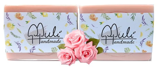 Natural Handemade Bar Soap for Men and Women with Essential oils, Scented Bar Soaps for Bath, Fragrance Regular Use Gift Set (Pack of 2) Rose Marseille