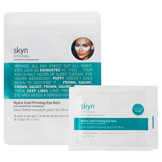 skyn ICELAND Hydro Cool Firming Eye Gels: Under-Eye Gel Patches to Firm, Tone and De-Puff Under-Eye Skin, 8 Pairs