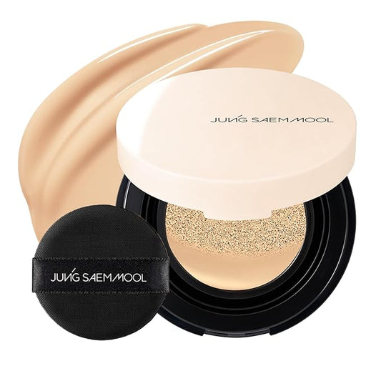 JUNG SAEM MOOL Essential Skin Nuder Cushion Mini 19W Light 0.17 Fl Oz, Natural Radiant Finish Cushion Foundation with Buildable Coverage, Lightweight Texture, Korean Foundation Makeup