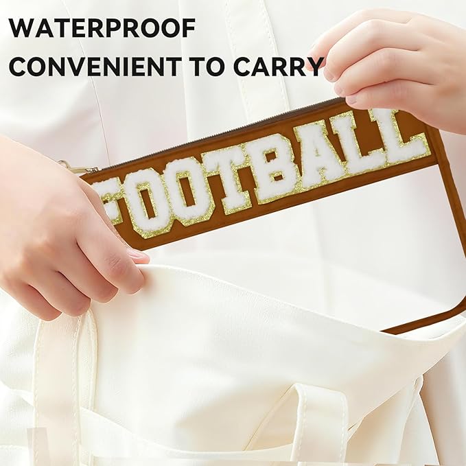 2Pcs football Makeup Bag Set, PVC Large Capacity Portable Transparent Cosmetic Bag, Travel Wash Bag, Stationery Storage Bag