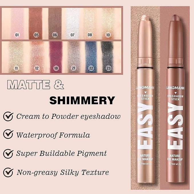 Blue Eyeshadow Stick Shimmer Cream Single Eyeshadow Pencil Makeup, High Pigmented Crease-proof Eye Shadow Brightener Stick, Hypoallergenic Waterproof Long Lasting Eye Highlighter stick(B-22#)