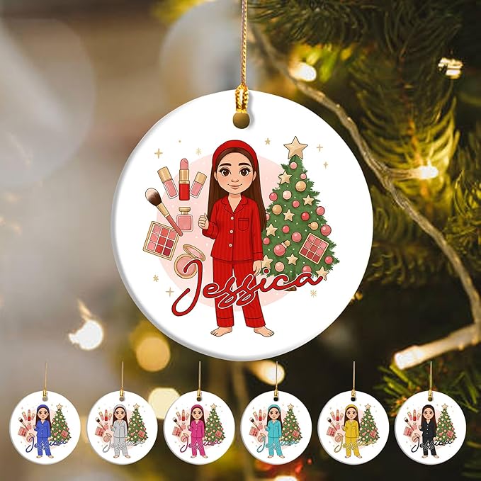 Personalized Makeup Tools Christmas Ornament 2025, Makeup Box Christmas Ornament Gift for Makeup Artist, Christmas Tree Decor for Makeup Shop, Gift for New Makeup Coworkers (Makeup 4)