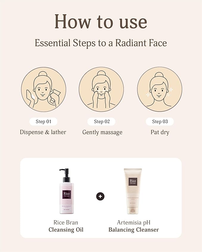 Rice Therapy Artemisia Cleanser (5.1+5.1fl oz, Pack of 2) - Gentle Moisturizing Face Wash for Sensitive Skin. Daily Hydrating Facial Foam for Clear, Radiant, Rice Cleanser Korean Skin Care