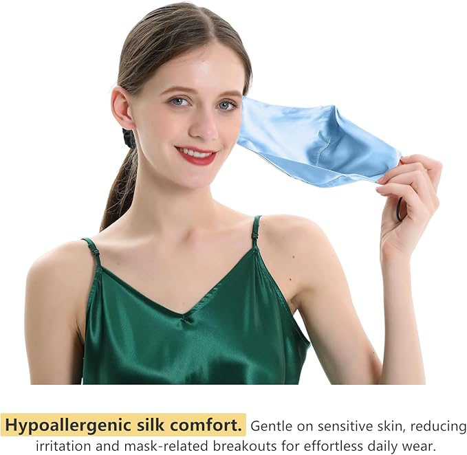 ZIMASILK 100% 22 Momme Mulberry Silk Face Mask for Men & Women, Reusable and Breathable Mouth Cover with Elastic strap