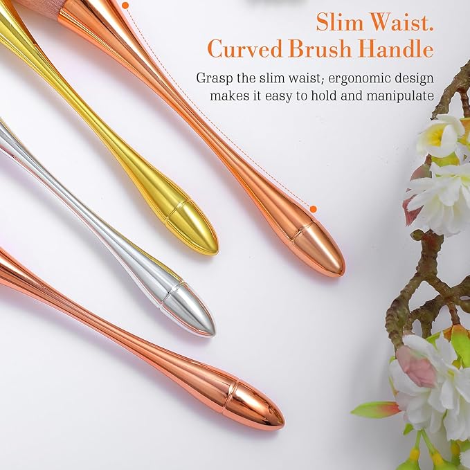 4 Pcs Super Large Mineral Powder Brush Soft Bronzer Makeup Brushes Large Fluffy Powder Brush Professional Foundation Brushes for Daily Coverage Loose Blending Buffing Clean Up Nail