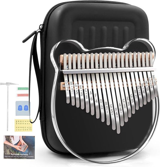 Acrylic Kalimba Thumb Piano,YUNDIE Portable 17 Keys Mbira Crystal Finger Piano, Musical Instruments Birthday Gift for Adult Beginners Professional(Clear) (21 Keys)