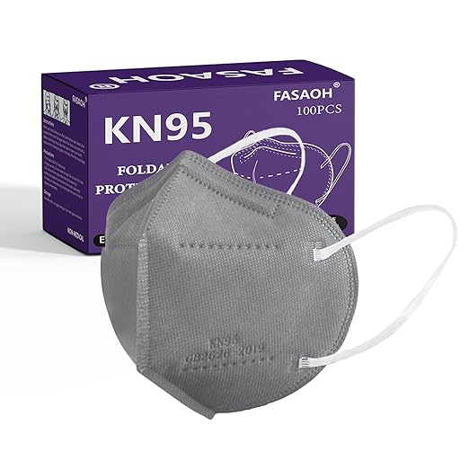 KN95 Face Masks 100 PCS, 5-Ply KN95 Grey Masks,Breathable Protection Masks, Individually Wrapped, Cup Dust Safety Mask
