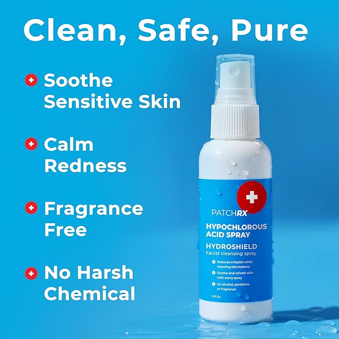 Hypochlorous Acid Spray for Face (8oz, Reduces Acne), Targets Bacteria - HOCL Facial Cleanser Acne Spray for Face, Body, Eczema, Pimples, Breakouts & Overall Skin Recovery (Reduces Redness)
