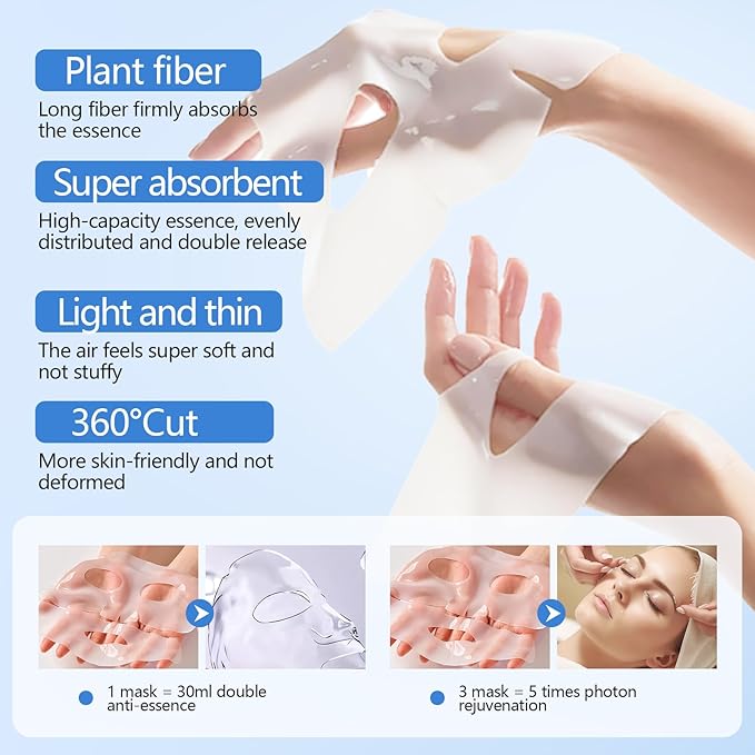 5 Packs Collagen Facial Mask, Deep Skincare Hydrating Face Masks, Beauty Skin Facial Masks, Moisturize Care Sheet Mask, Brighten skin tone, for All Skin Types