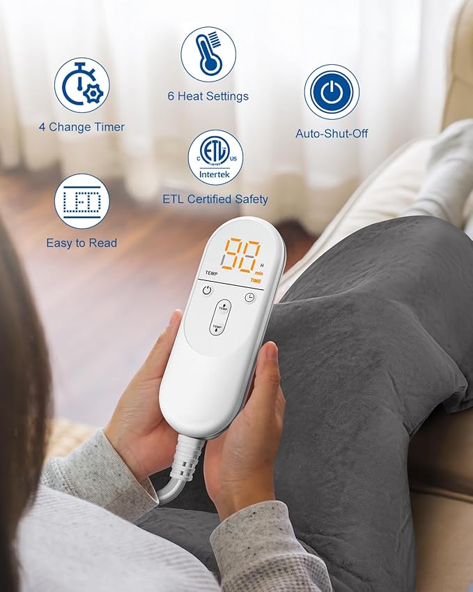 Heating Pad for Neck and Shoulders and Back Pain Relief, Electric Heat Pad for Full Body, Moist Dry Heat Options (Granite)