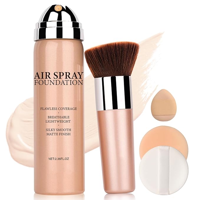 Airbrush Foundation Makeup Spray Full Coverage Foundation for Mature Skin,Long-lasting Airbrush Flawless Setting Spray,Waterproof Foundation for Smooth Radiant Skin (04 Porcelain Color)