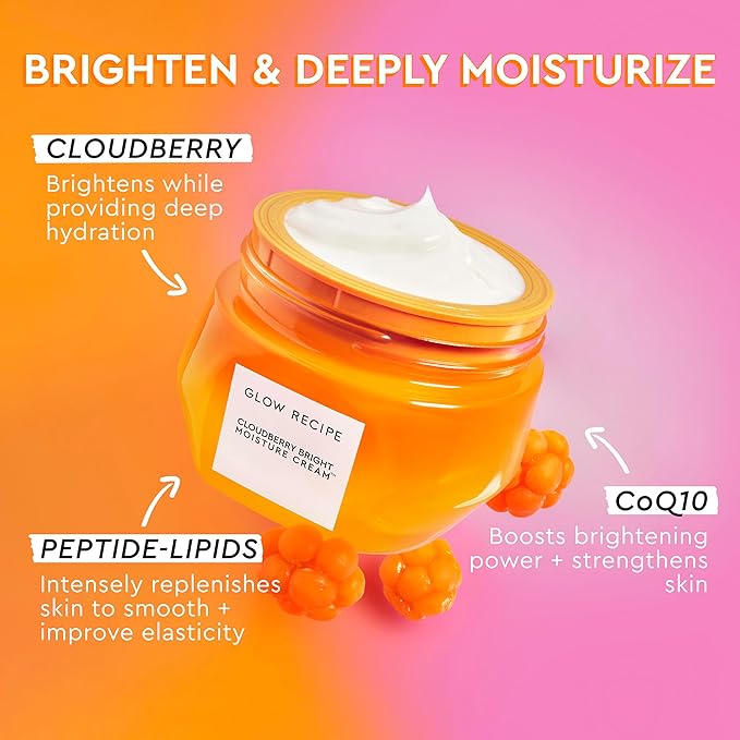 Glow Recipe Cloudberry Bright Cream Refill Pod – Ultra Moisturizing Korean Face Cream for Women with CoQ10, Multi Peptides & Vitamin C to Brighten, Repair Skin Barrier & Even Skin Tone (50 ml)