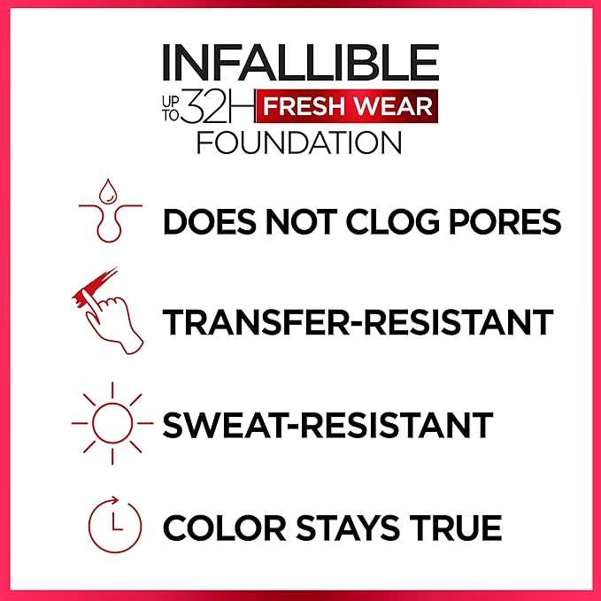 L'Oreal Paris Makeup Infallible Up to 32 Hour Fresh Wear Lightweight Foundation, 415 Rose Ivory, 1 Fl Oz, Packaging May Vary