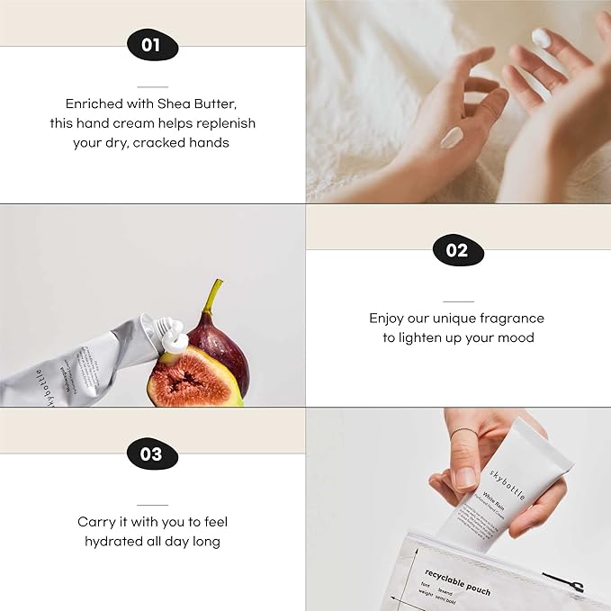 skybottle Hand Cream, Nourishes Very Dry Hands, Korean Hand Lotion, Hand Care for Women & Men, Perfumed with Fig Fruit Woody Scent with Shea Butter, 1.7 Fl. Oz