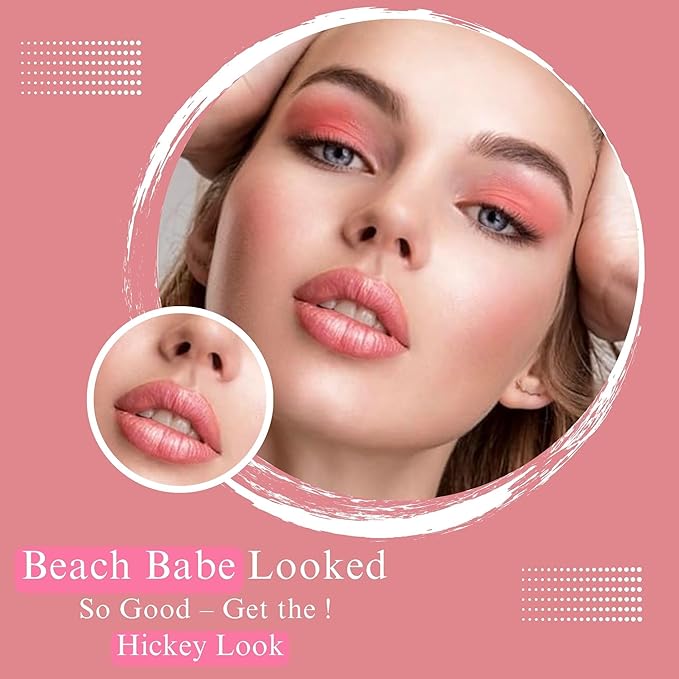 Hickey Lipstick for Women, Organic Beach Babe Coral Refillable Lipstick - Hydrating & Moisturizing Long Lasting Lipstick - Vegan & Gluten-Free with Velvet Finish - Highly Pigmented, Smooth & Creamy