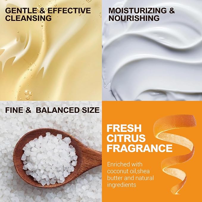 Body & Earth Gift Baskets for Men Bath Set Citrus Scented Bath and Body Gift Set with Body Lotion, Face Wash, Shower Gel, Bubble Bath, Loofah, Birthday Gifts