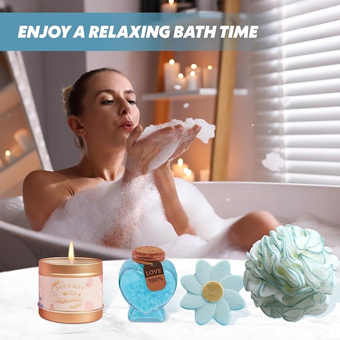 Birthday Gift Baskets for Women, Relaxing Spa Gift Set for Women, Care Package Get Well Soon Box for Her, Mom, Sister, Wife, Daughter, Friend, Gift Idea for Mother's Day, Christmas