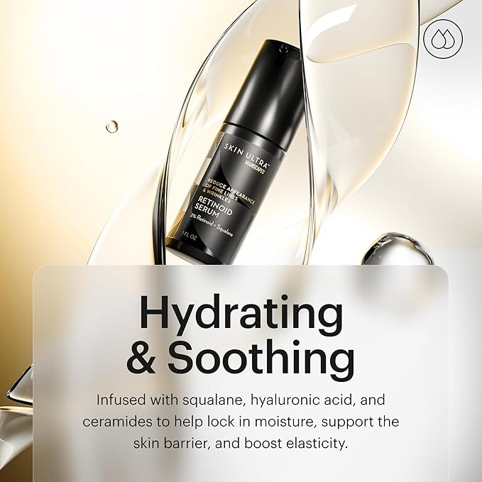 MANSCAPED® Skin Ultra™ Retinoid Serum - Dual Retinoid Age-Defying Formula with Squalane, Ceramides & Hyaluronic Acid to help Reduce Appearance of Fine Lines, Wrinkles & Dark Spots, 1 fl oz.