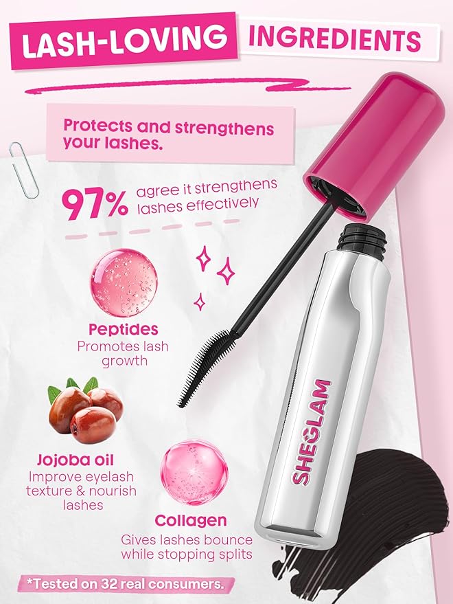 SHEGLAM Lashlighter Up & Out Mascara Volumizing and Lengthening Waterproof Long-lasting Condition Lashes Mascara-Black