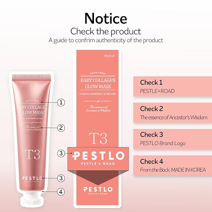 PESTLO Baby Collagen Glow Mask - Korean Peel Off Facial Mask Infused with Reallagen/T3 Vegan Collagen, Aginon, Volufiline for Hydrating, Firming, Glow, Glass Skin | Optional Overnight Use, 1.69 fl.oz
