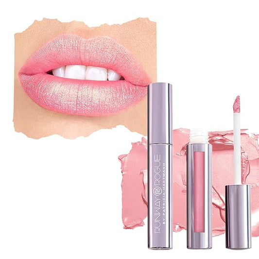 Runway Rogue Pearl Glam Long Wear Shimmer Liquid Lipstick, Metallic Light-Pink Lipstick with Gold and Rose Shimmer, ‘Go See’