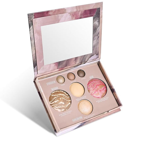 KYDA Baked Makeup Palette, Full Size Baked Palette Compact Includes Bronzer, Blush, Highlighters and 4 Eyeshadows, Travel-Friendly Baking Makeup, Highly Pigmented, Long-Wearing
