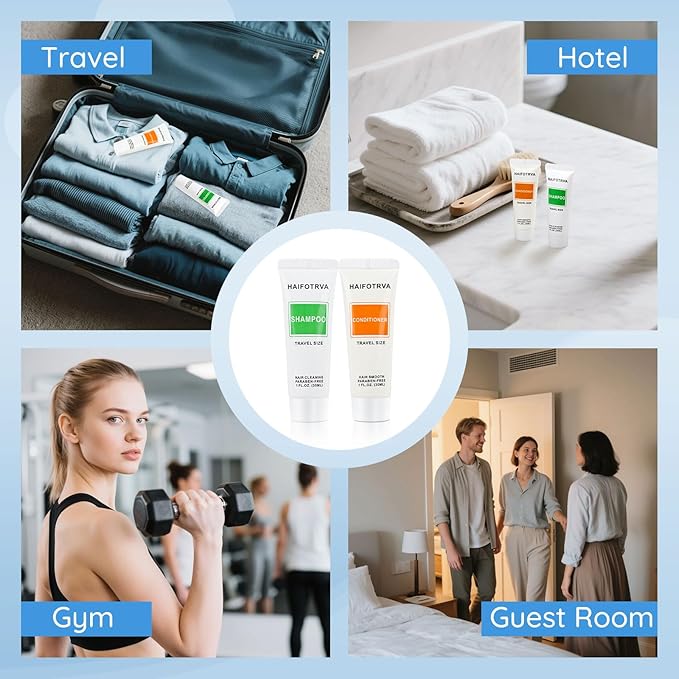 Travel Size Shampoo and Conditioner Bulk Sets Pack of 10,Individually Wrapped 30ml/1 fl oz Small Size Hotel Supplies Portable Toiletries Amenities Bulk for Guests,Travel,Homeless,Charity