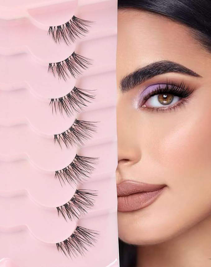 Half Lashes Natural Half Eyelashes Clear Band Wispy Corner Lashes 7 Pairs HF2